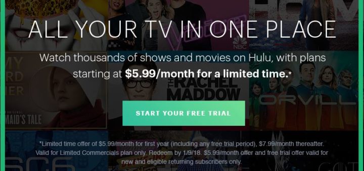 Hulu $5.99 Per Month Deal PLUS Free Trial Month