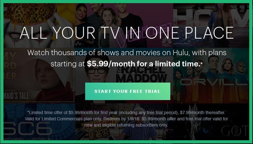 Hulu $5.99 Per Month Deal PLUS Free Trial Month